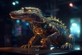Alligator Robot: Glowing Lines & Ultradetail in Rococo Pose