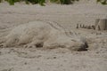 Alligator Sand Castle on a beach