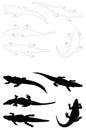Alligator silhouette collection Royalty Free Stock Photo