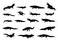 Alligator Silhouettes, Crocodile Silhouette, Crocodile And Alligator Silhouette, Alligator Clip Art