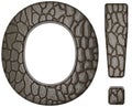 Alligator skin font exclamation mark and O letter