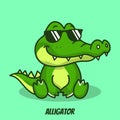 Alligator With Sunglasses Cute Vector