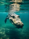 Alligator Swimming Close to the Water Surface