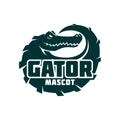 Alligator tire shaped mascot stylized vector icon