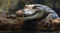 alligator waiting in the stones. generative ai Royalty Free Stock Photo