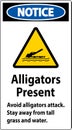 Alligator Warning Sign, Danger - Alligators Present Avoid Attack, Stay Away From Tall Grass And Water