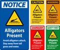 Alligator Warning Sign, Danger - Alligators Present Avoid Attack, Stay Away From Tall Grass And Water