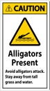 Alligator Warning Sign, Danger - Alligators Present Avoid Attack, Stay Away From Tall Grass And Water