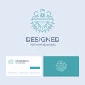Allocation, group, human, management, outsource Business Logo Line Icon Symbol for your business. Turquoise Business Cards with