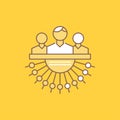 Allocation, group, human, management, outsource Flat Line Filled Icon. Beautiful Logo button over yellow background for UI and UX