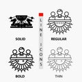 Allocation, group, human, management, outsource Icon in Thin, Regular, Bold Line and Glyph Style. Vector illustration