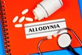 Allodynia - text inscription on a form in a medical folder. Royalty Free Stock Photo