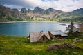 Allos lake at National Park of Mercantour, Alps (France) Royalty Free Stock Photo