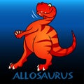 Allosaurus cute character dinosaurs illustration