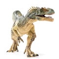 Allosaurus plastic figurine on white background Royalty Free Stock Photo