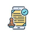 Color illustration icon for Allow, authorize and stamp