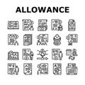 Allowance Finance Help Collection Icons Set Vector