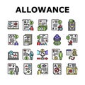 Allowance Finance Help Collection Icons Set Vector