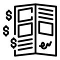 Allowance money document icon, outline style