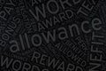 Allowance ,Word cloud art on blackboard Royalty Free Stock Photo