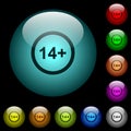 Allowed above 14 years only icons in color illuminated glass buttons