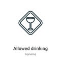 Allowed drinking outline vector icon. Thin line black allowed drinking icon, flat vector simple element illustration from editable