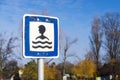 Swimming area beach sign at lake Balaton Royalty Free Stock Photo