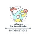 Allowing same mistakes concept icon