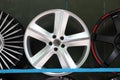 Alloy Wheel of car on the shelf. Alloy wheels are wheels that are made from an alloy of aluminium or magnesium Royalty Free Stock Photo