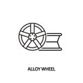Alloy wheel flat line icon. Lying, standing car rim. Vector illustrations to indicate product categories in the online Royalty Free Stock Photo