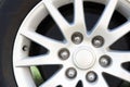 Alloy Wheel of Multi Purpose Vehicle family car.Close up of aluminium rim of luxury car wheel Royalty Free Stock Photo