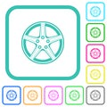 Alloy wheel vivid colored flat icons Royalty Free Stock Photo