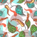 Allspice botanical seamless pattern.