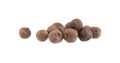 Allspice pepper isolated on white background. Black pepper. Peppercorn isolated on white. Macro. Clipping path. Royalty Free Stock Photo