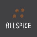 Allspice or pimento with lettering. Flat hand drawn scent spice for desserts and food. Royalty Free Stock Photo