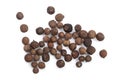 Allspices or Jamaica pepper on white background. Top view Royalty Free Stock Photo