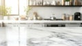 Allure of clean and uncluttered dining area with softly defocused modern kitchen in background