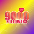 1 alluring banner-poster 9000 followers-orange-red-large inscription