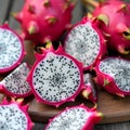 the alluring beauty of freshly sliced dragon fruit, also known as pitaya Royalty Free Stock Photo