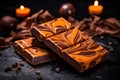 Alluring Chocolate bars caramel banner. Generate Ai