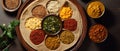 Alluring Ethiopian Cuisine Flat Lay with Injera and Stews