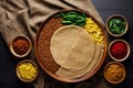 Alluring Ethiopian Cuisine Flat Lay with Injera and Stews