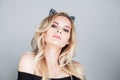 Alluring Female Model with Black Cat Ears Hairdeco Royalty Free Stock Photo