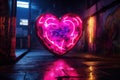 Alluring Neon heart shaped. Generate Ai