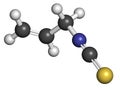 Allyl isothiocyanate mustard pungency molecule. Responsible for pungent taste of mustard, wasabi and radish. Royalty Free Stock Photo