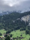 Secluded wooden houses in Lauterbrunnen village, Swiss Alps, Switzerland, summer 2022 Royalty Free Stock Photo