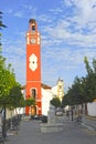 The Clock Tower -Torre del Reloj- in Almaden de la Plata, Seville province, Andalusia, Spain