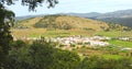 Panoramic view of Almaden de la Plata, Seville province, Andalusia, Spain