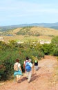 Pilgrims at Cerro del Calvario on the Via de la Plata near Almaden de la Plata, Seville province, Andalusia, Spain