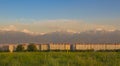 Almaty city panoramic view, Kazakhstan. Cloudy sky, mountains Royalty Free Stock Photo